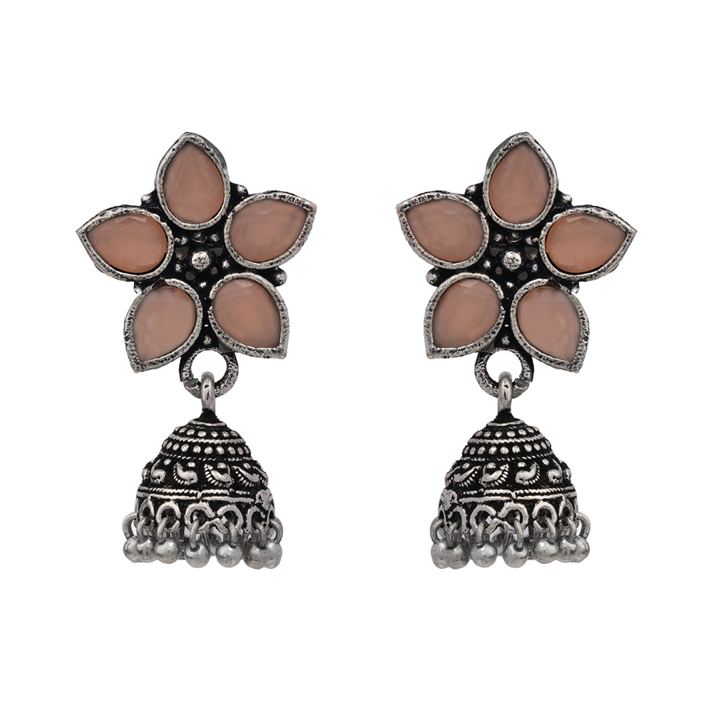 Beauty Bloom ghunghroo jhumki earring (Light Orange)