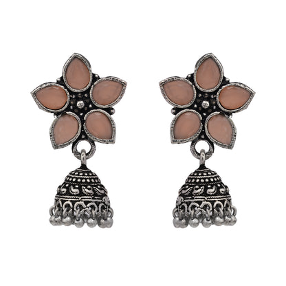 Beauty Bloom ghunghroo jhumki earring (Light Orange)