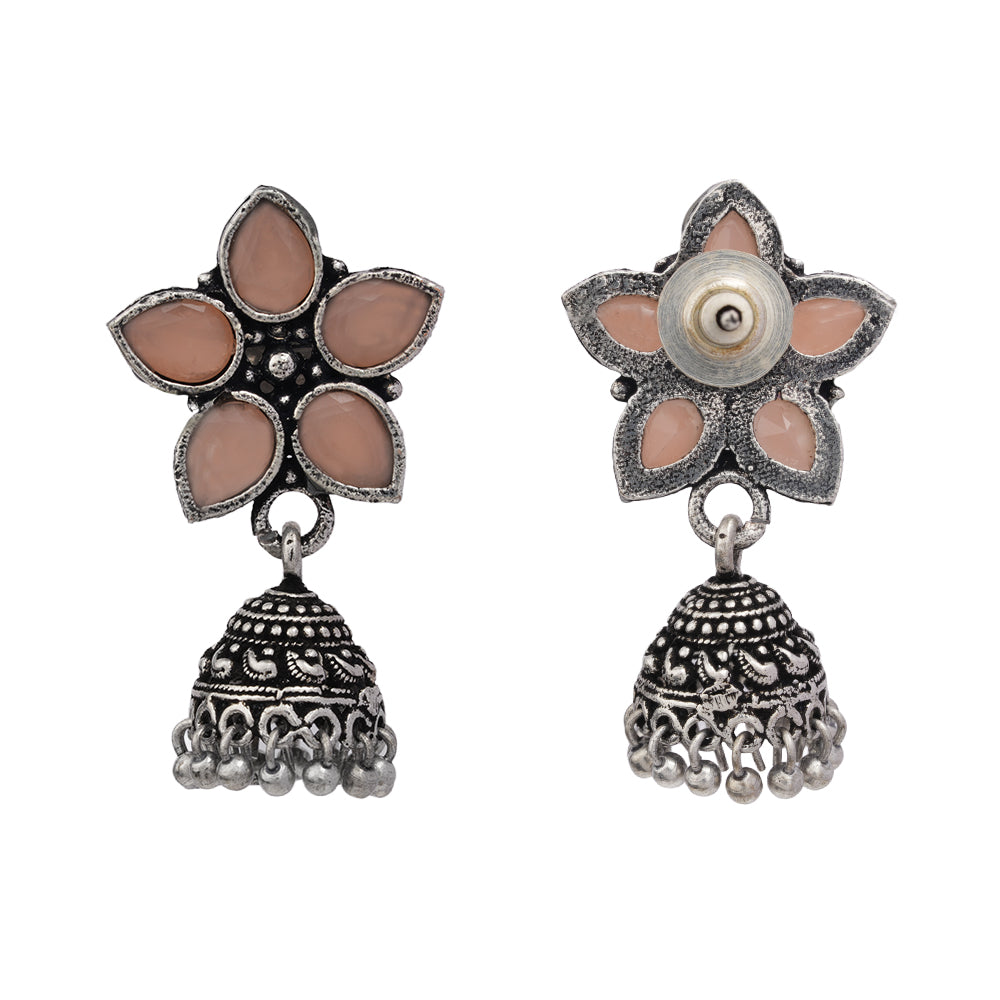 Beauty Bloom ghunghroo jhumki earring (Light Orange)