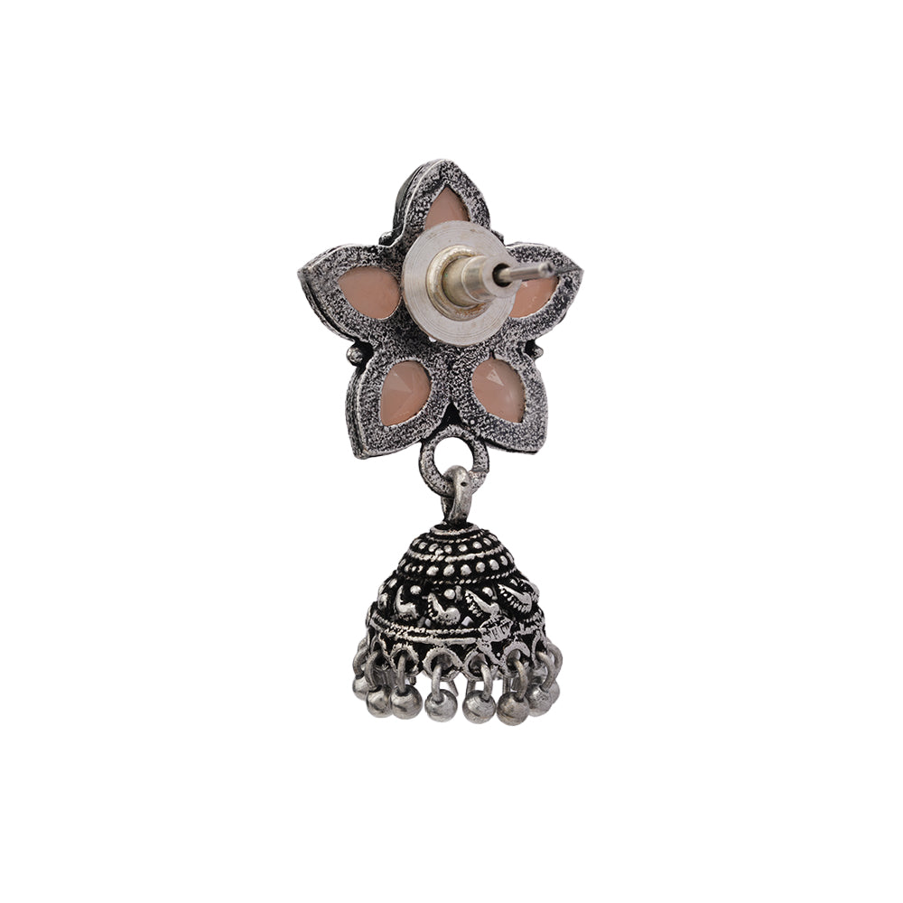 Beauty Bloom ghunghroo jhumki earring (Light Orange)