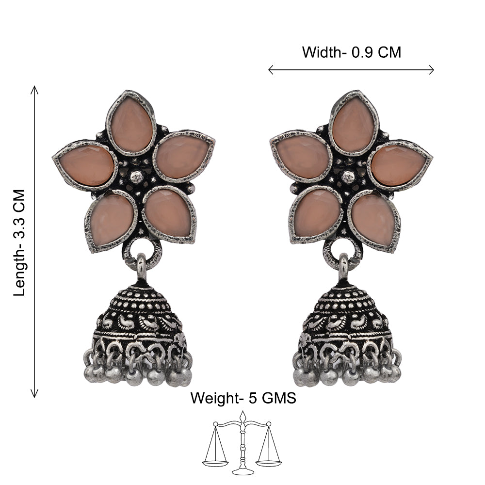 Beauty Bloom ghunghroo jhumki earring (Light Orange)