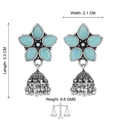 Beauty Bloom ghunghroo jhumki earring (Mint)