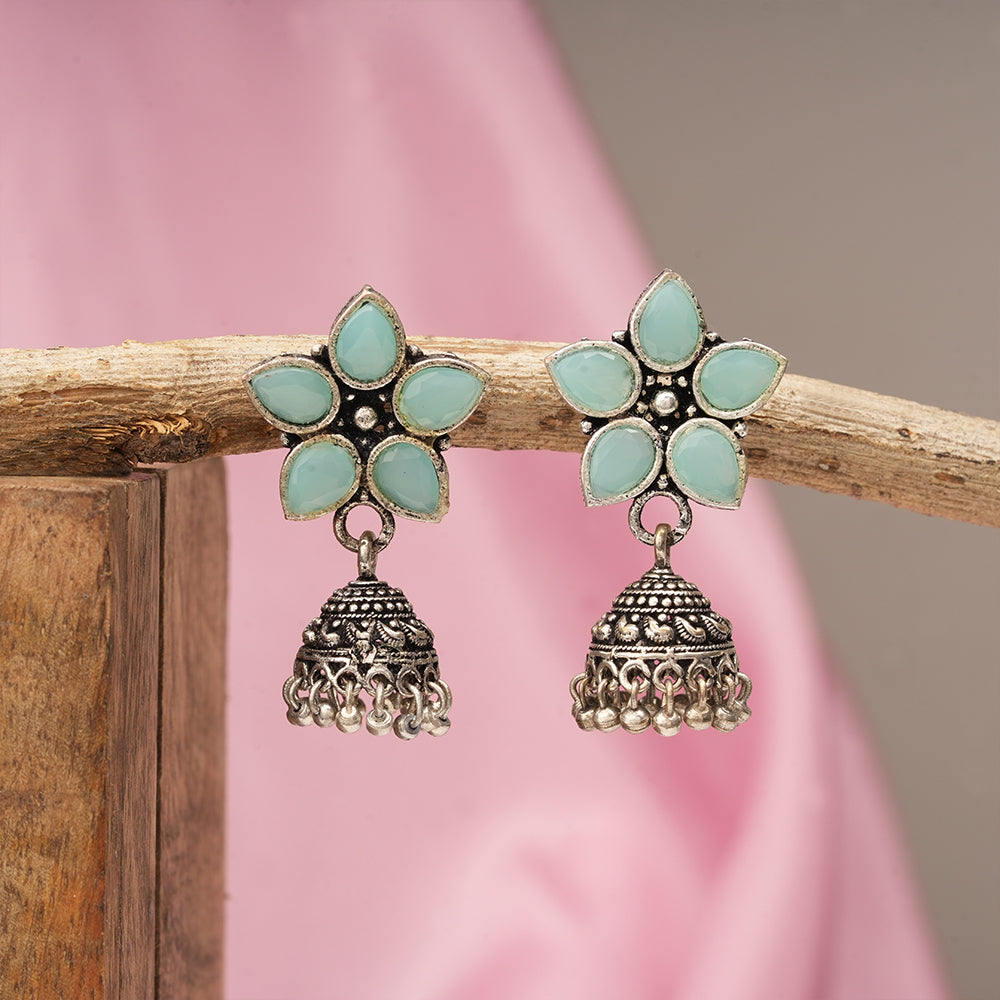 Beauty Bloom ghunghroo jhumki earring (Mint)