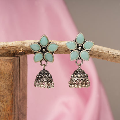 Beauty Bloom ghunghroo jhumki earring (Mint)