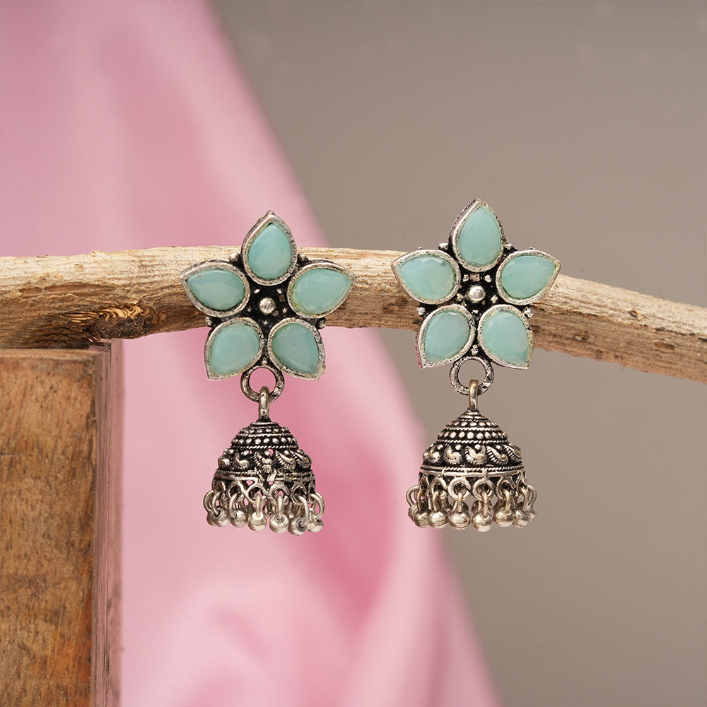 Beauty Bloom ghunghroo jhumki earring (Mint)