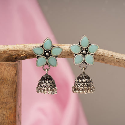 Beauty Bloom ghunghroo jhumki earring (Mint)