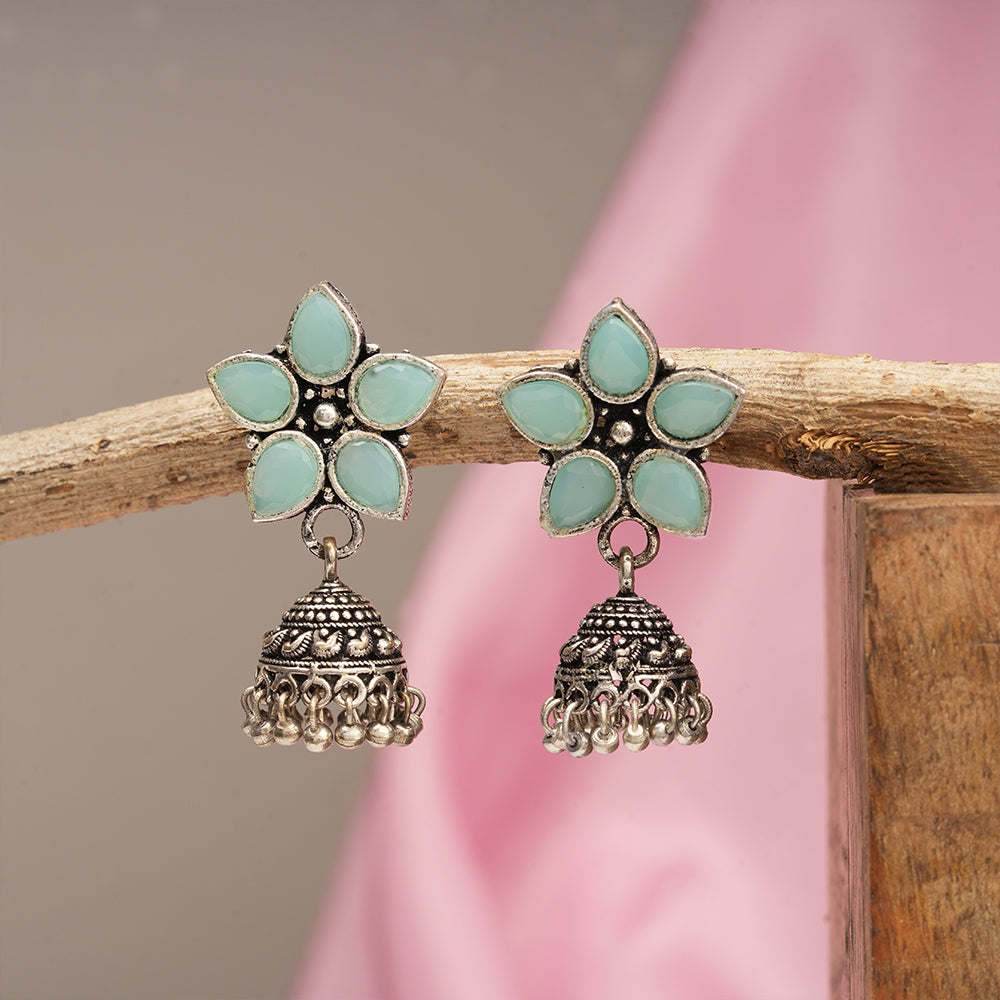Beauty Bloom ghunghroo jhumki earring (Mint)