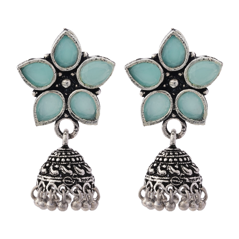 Beauty Bloom ghunghroo jhumki earring (Mint)