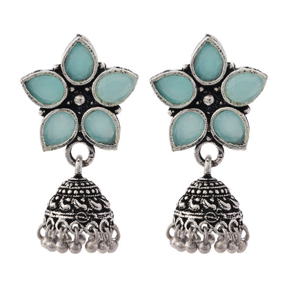 Beauty Bloom ghunghroo jhumki earring (Mint)