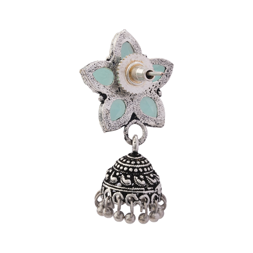 Beauty Bloom ghunghroo jhumki earring (Mint)