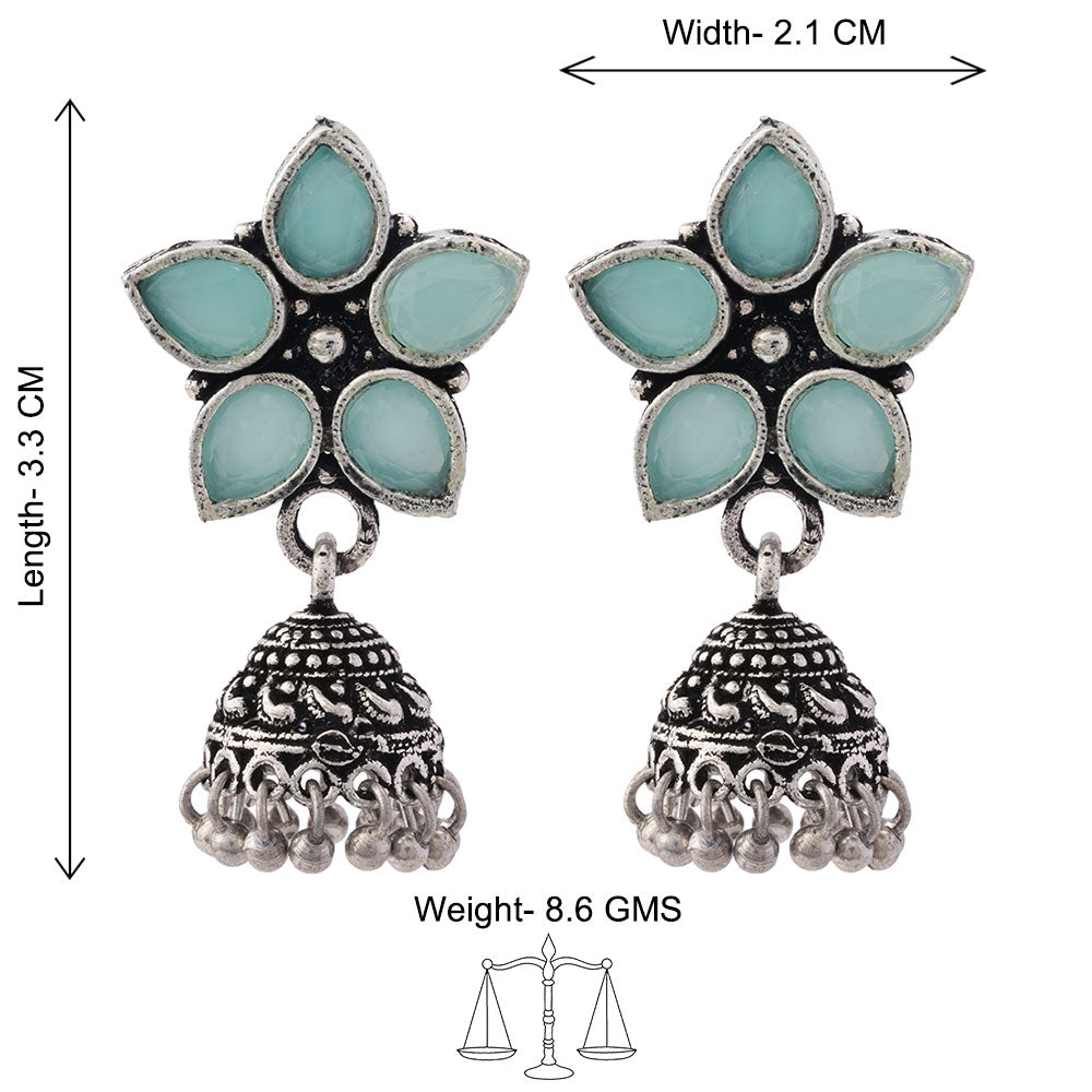 Beauty Bloom ghunghroo jhumki earring (Mint)