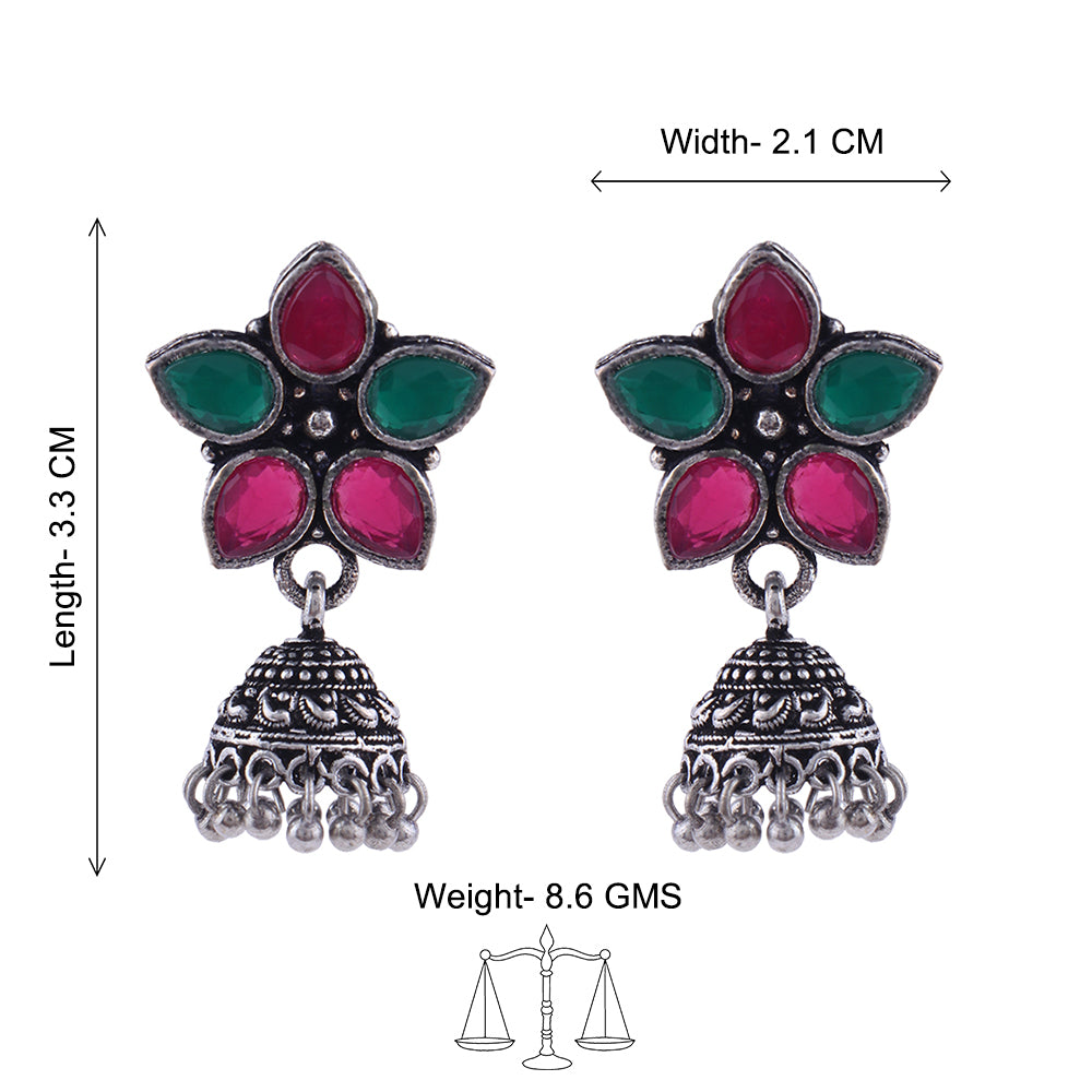 Peacock glow stone studded dangler & Beauty Bloom ghunghroo jhumki Combo set