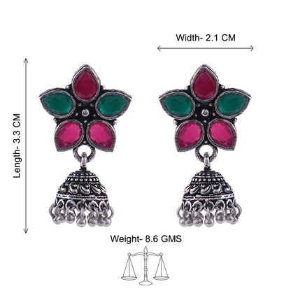 Peacock glow stone studded dangler & Beauty Bloom ghunghroo jhumki Combo set