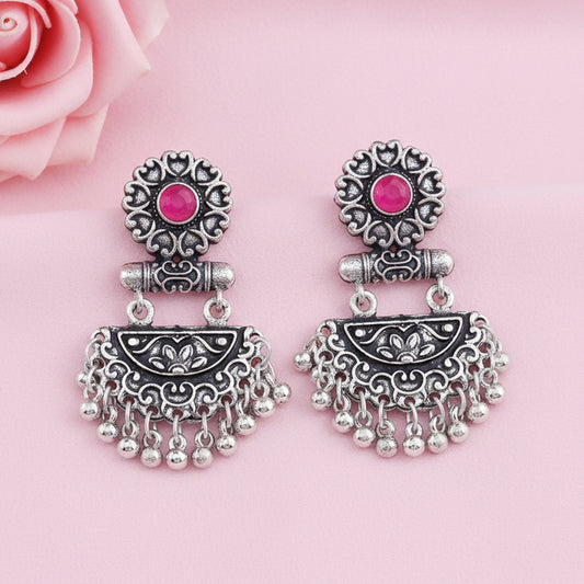 semi- circle hanging dangler earring (Red)