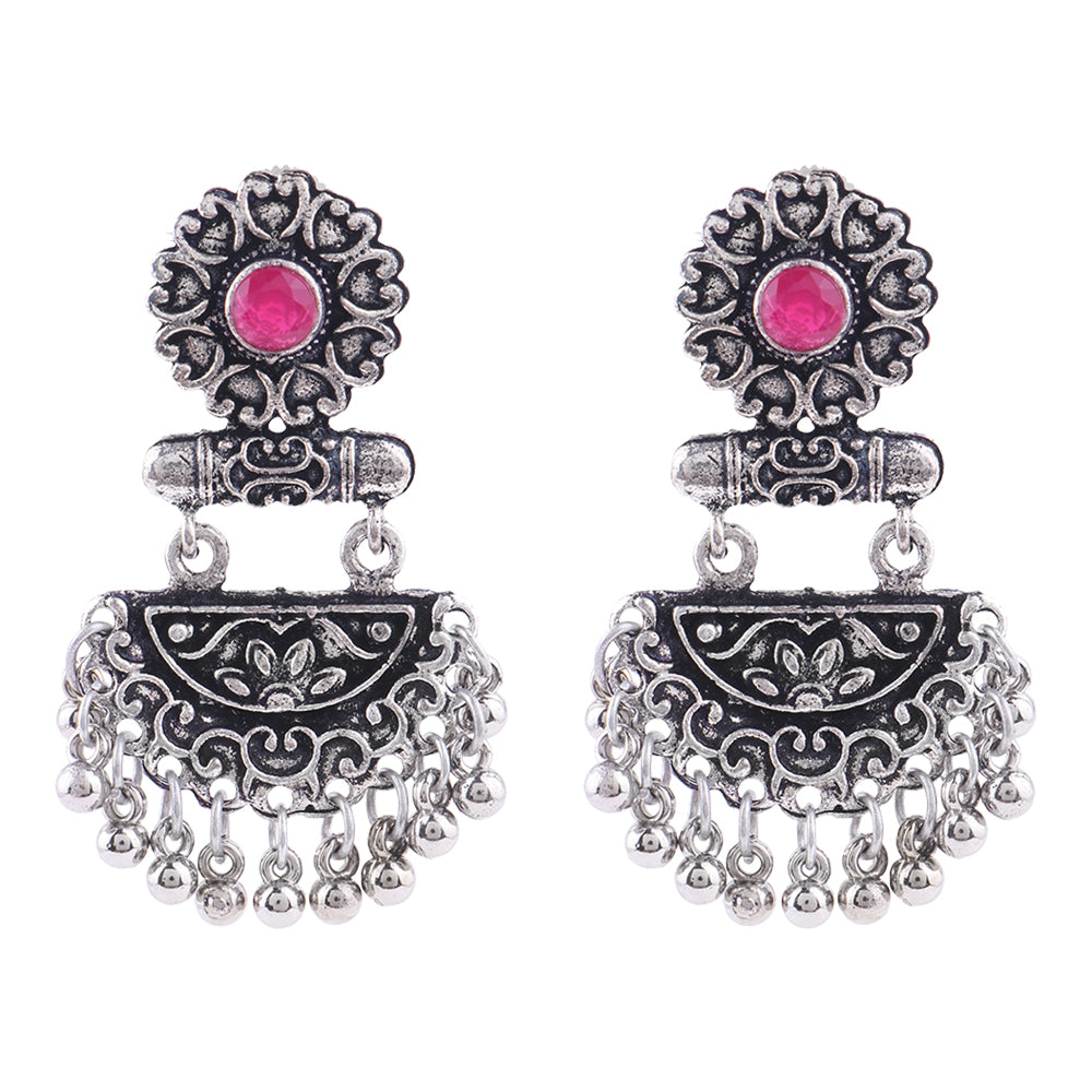 semi- circle hanging dangler earring (Red)