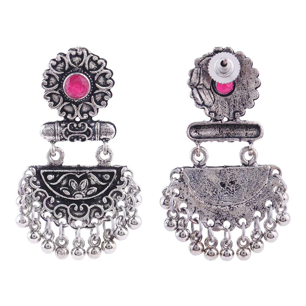 semi- circle hanging dangler earring (Red)