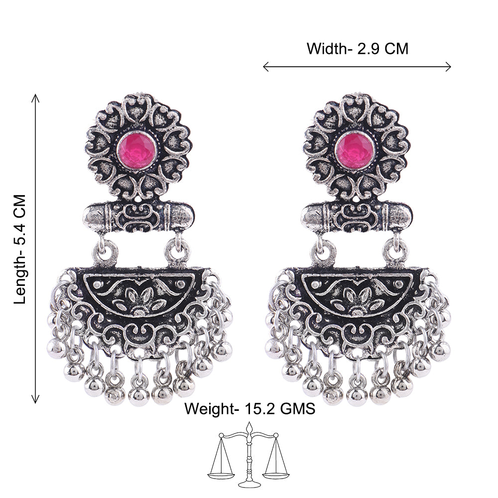 semi- circle hanging dangler earring (Red)