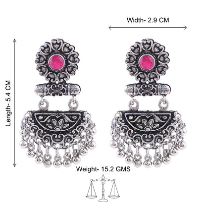 semi- circle hanging dangler earring (Red)