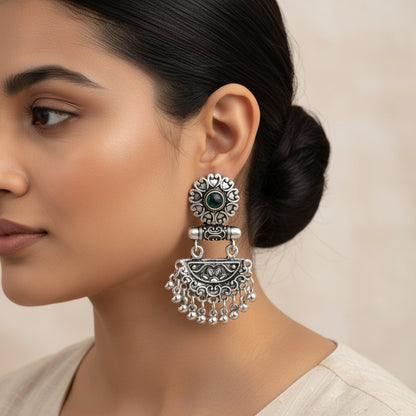 semi- circle hanging dangler earring (Green)