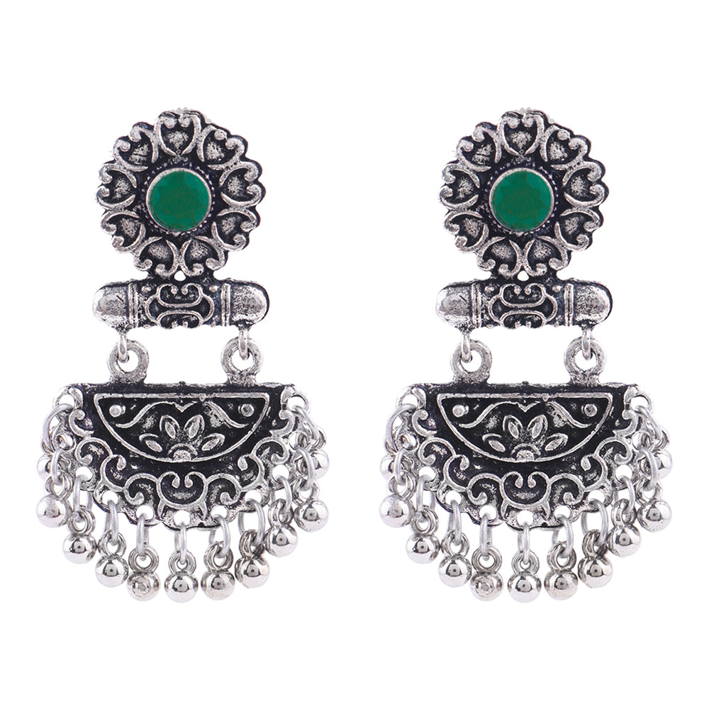 semi- circle hanging dangler earring (Green)