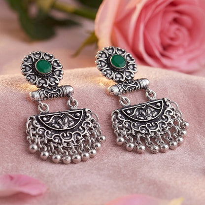 semi- circle hanging dangler earring (Green)
