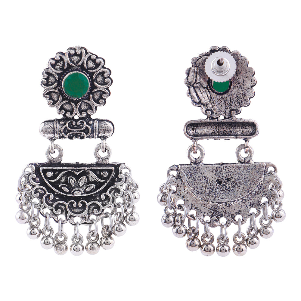 semi- circle hanging dangler earring (Green)