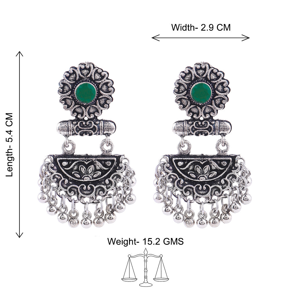 semi- circle hanging dangler earring (Green)