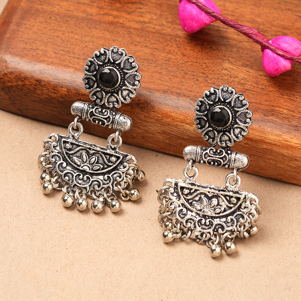 semi- circle hanging dangler earring (Black)
