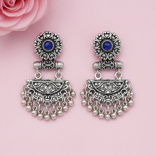 semi- circle hanging dangler earring (Blue)