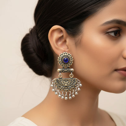 semi- circle hanging dangler earring (Blue)