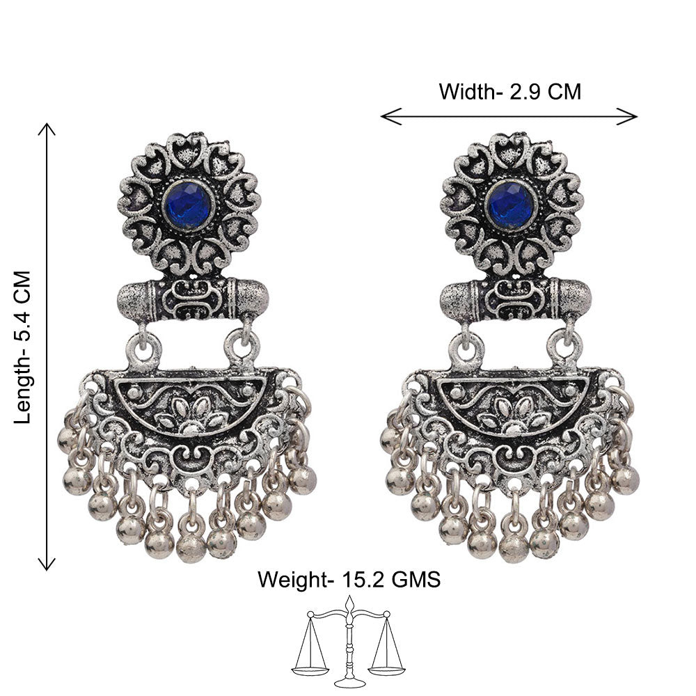 semi- circle hanging dangler earring (Blue)