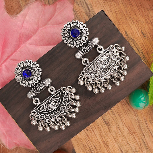 semi- circle hanging dangler earring (Blue)
