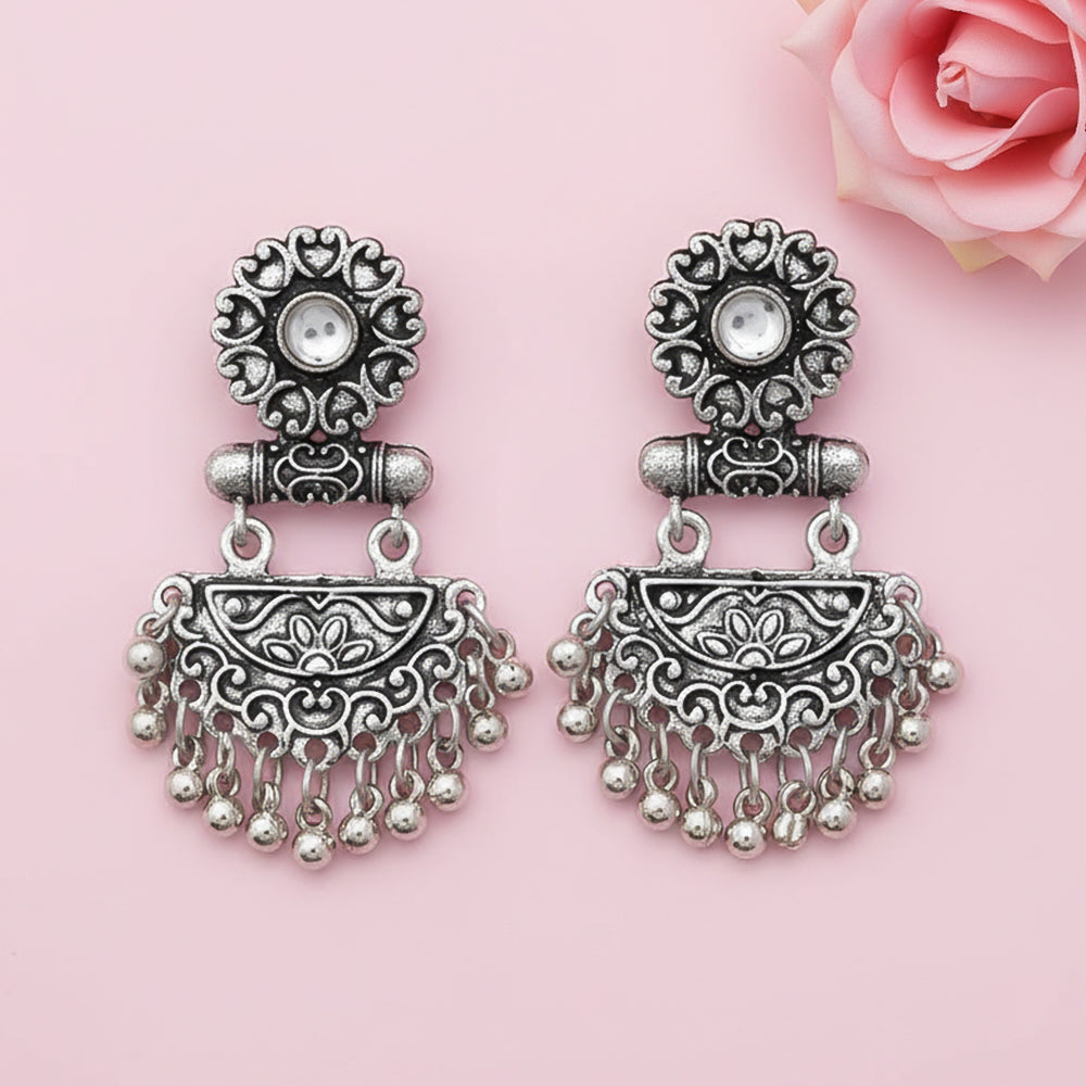 semi- circle hanging dangler earring (White)