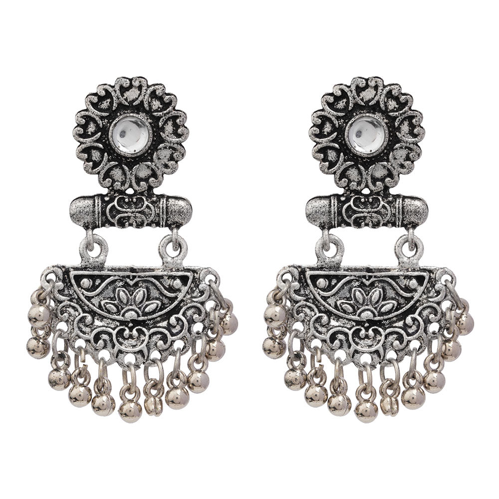 semi- circle hanging dangler earring (White)