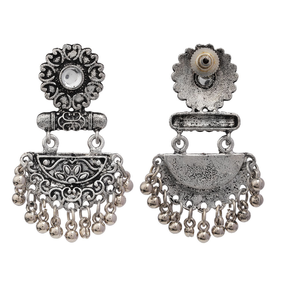 semi- circle hanging dangler earring (White)