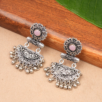 semi- circle hanging dangler earring (Baby Pink)