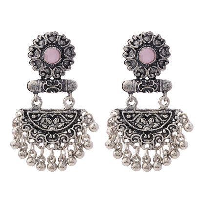semi- circle hanging dangler earring (Baby Pink)