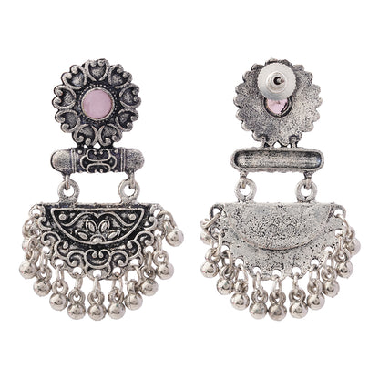 semi- circle hanging dangler earring (Baby Pink)