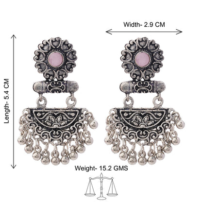 semi- circle hanging dangler earring (Baby Pink)