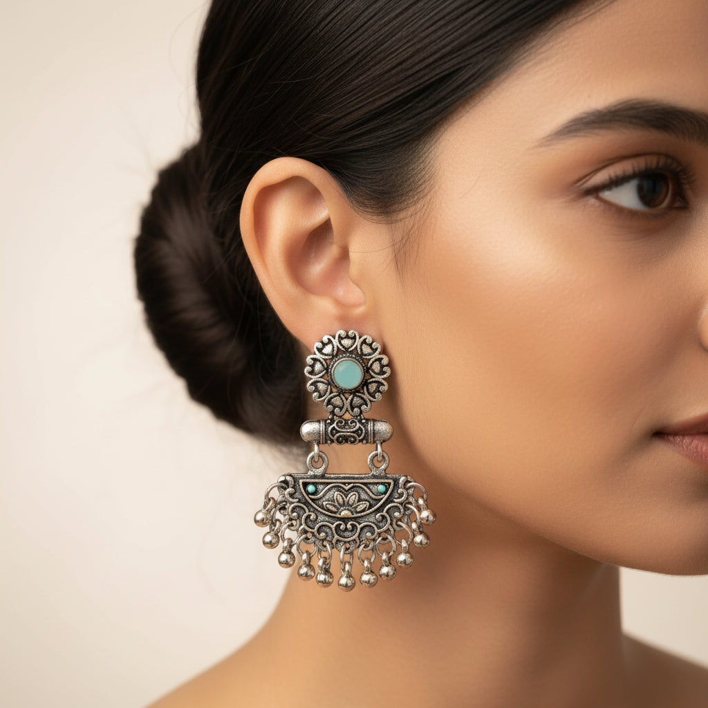 semi- circle hanging dangler earring (Mint)