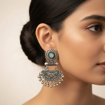 semi- circle hanging dangler earring (Mint)