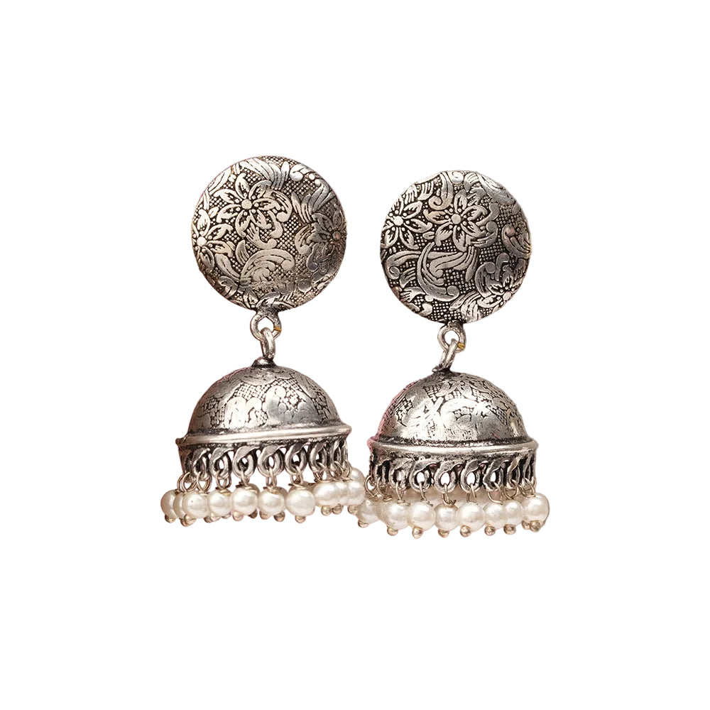 Rajwada Traditional Jhumka earrin (Silver)