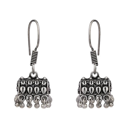 Peacock glow stone studded dangler earrings (White) Tiny Twinkle jhumki earring (Silver) Combo set