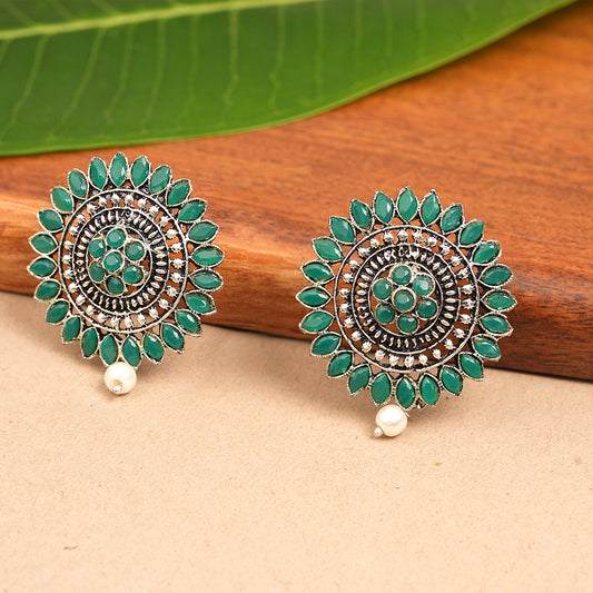 Traditional twish stud earring (Green)
