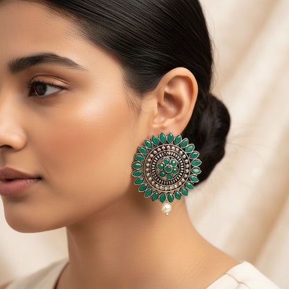 Traditional twish stud earring (Green)