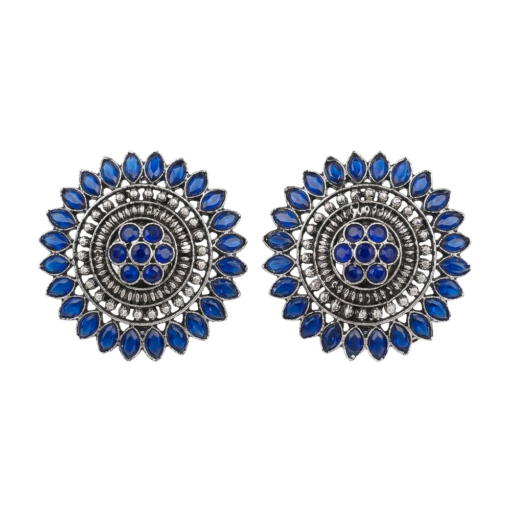 Traditional twish stud earring (Blue)