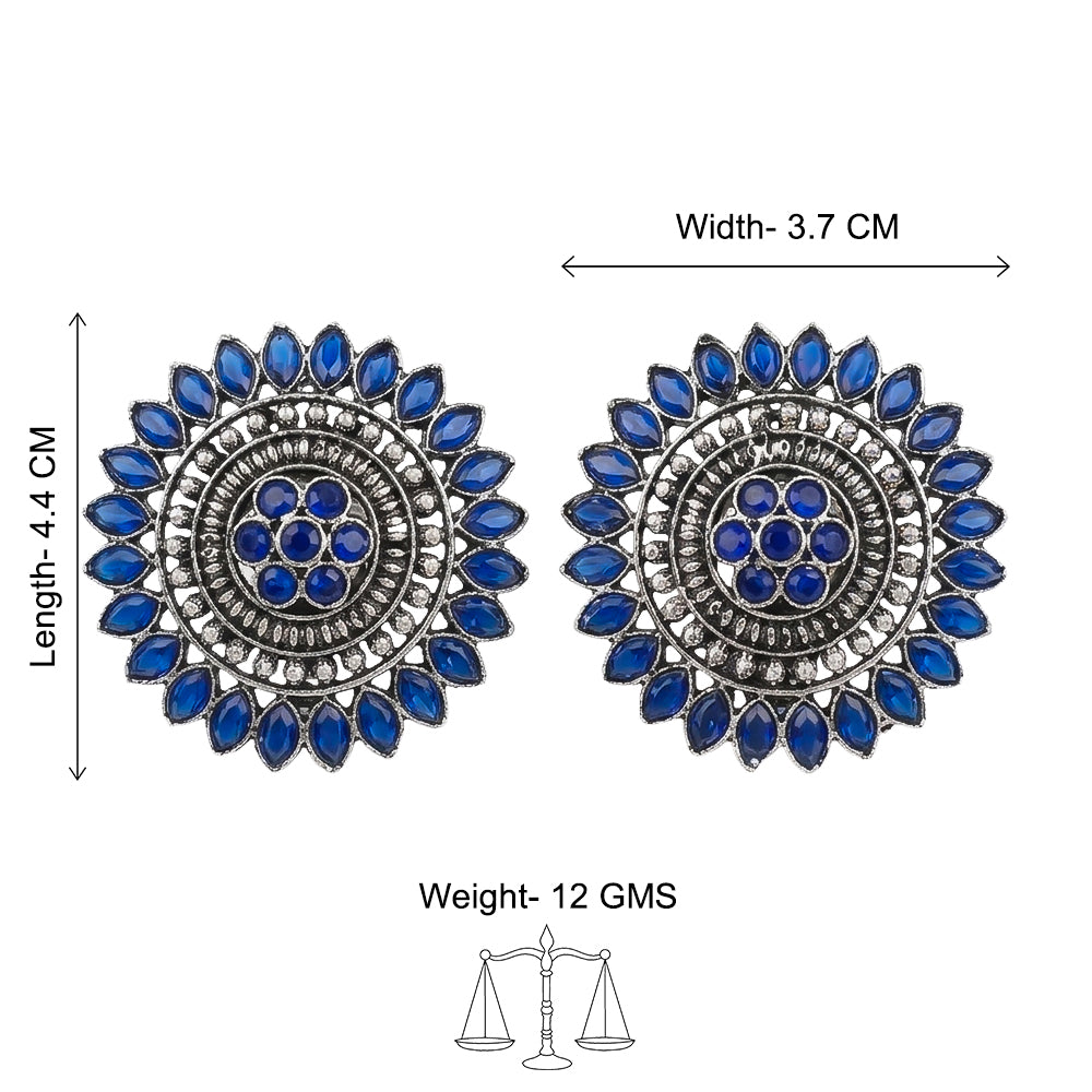Traditional twish stud earring (Blue)