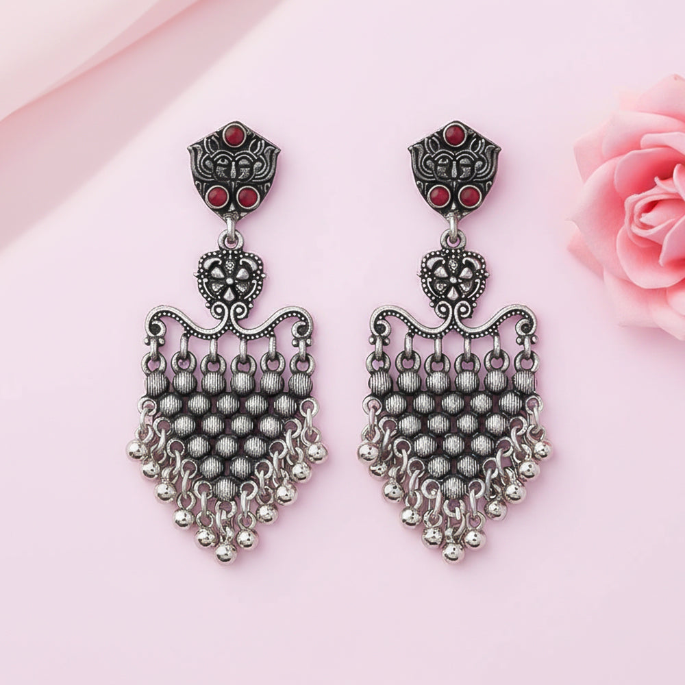 Chan-Chan ghunghroo dangler earring (Red)