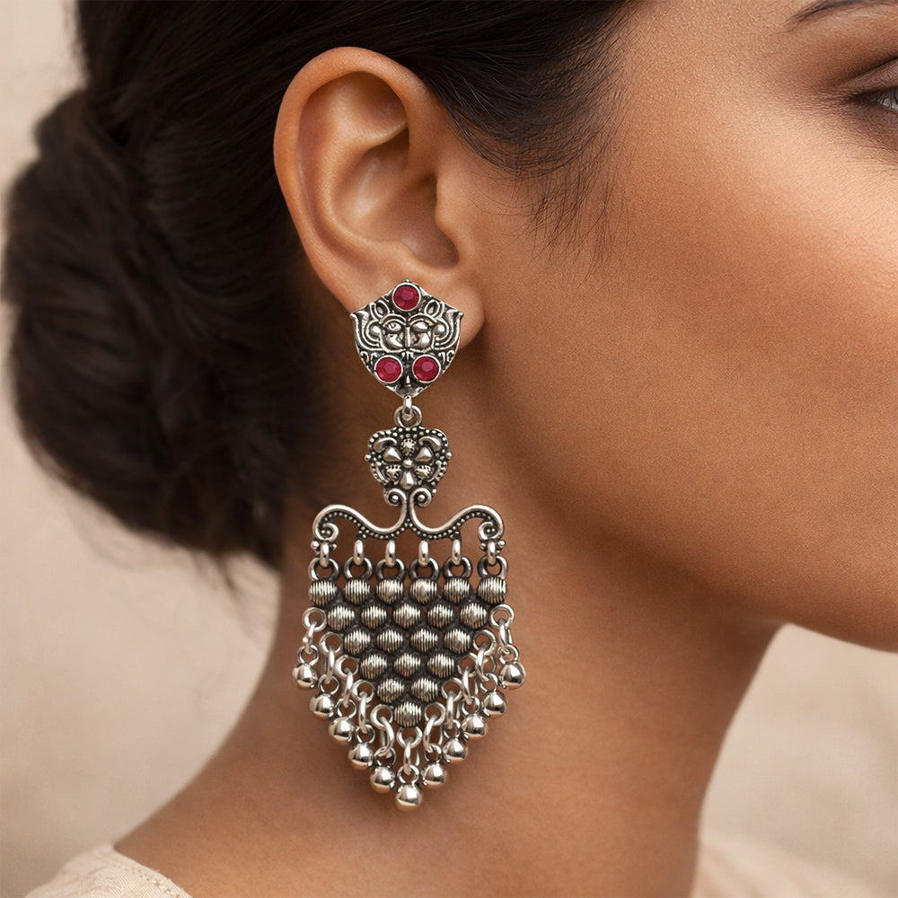 Chan-Chan ghunghroo dangler earring (Red)