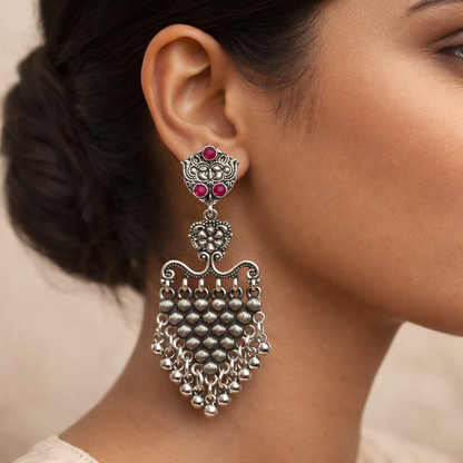 Chan-Chan ghunghroo dangler earring (Red)